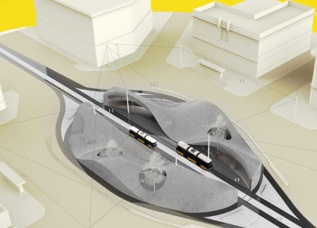 Flexible Inflatable Concrete Shells Melding Natural Landscapes into a Multifunctional Urban Hub