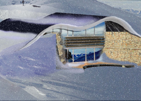 Gabion Walls and Geothermal Heating Create a Sustainable Mountain Refuge with Natural Materials