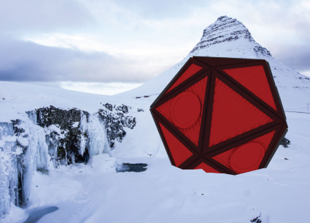 Geometric Cabin Design Featuring Solar Panels and Corrugated Metal in Iceland's Wilderness