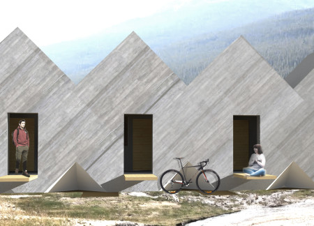 Caterpillar-Inspired Cabins Featuring Durable Concrete and Natural Wood Elements for Eco-Friendly Retreats
