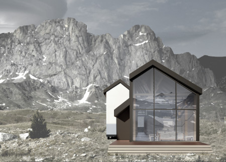 Charred Wood Cladding and Polycarbonate Light Infusion in a Sustainable Trekking Cabin