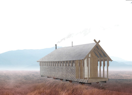 Charred Wooden Shingles Complementing Cross-Laminated Timber in Community-Focused Design