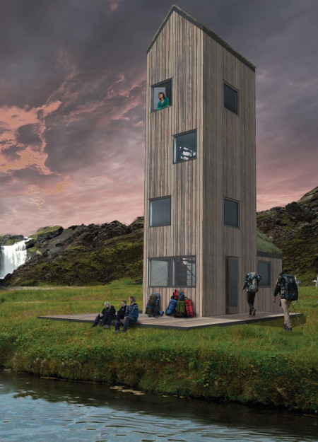 Charred Wood Shingles and Prefabricated Panels Enhancing Sustainable Trekking Shelter Design