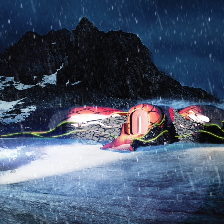 Biomorphic Shelter Crafted from Local Stone and Reflective Panels for Sustainable Hiking Retreat