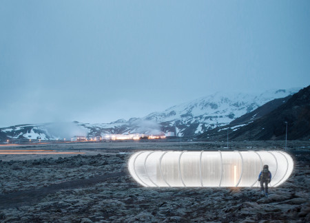 Charred Timber Retreat with Etfe Membrane Integration in Icelandic Landscape