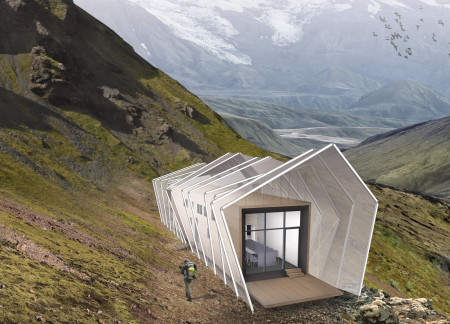 Elevated Shelter Crafted with Cross-Laminated Timber Panels and Charred Wooden Shingles