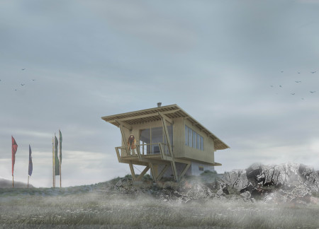 Charred Wooden Shingles and Cross-Laminated Timber Create a Resilient Shelter for Trekkers