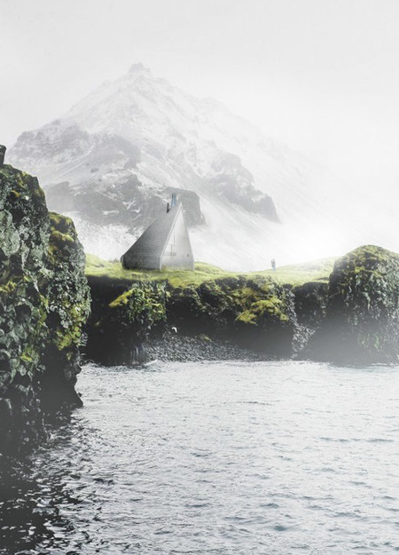 Circular Shelter Crafted from Volcanic Rock and Basalt Stone in the Icelandic Landscape