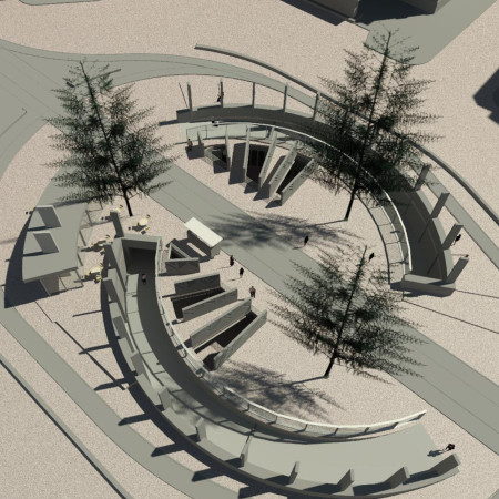 Fluid Curved Forms and Textured Concrete Crafting a Community Hub