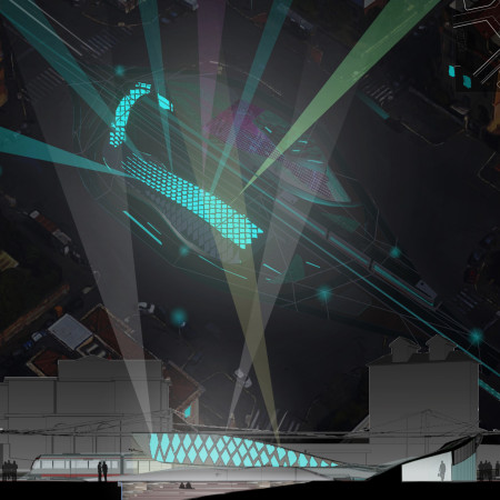 Textured Concrete Facade with Biophilic Landscaping Supporting Cultural Performance Spaces