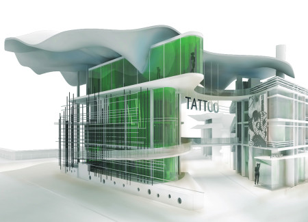 Light Shaft Structure Crafted with Glass and Steel Integrates Tattoo Culture in Educational Facility