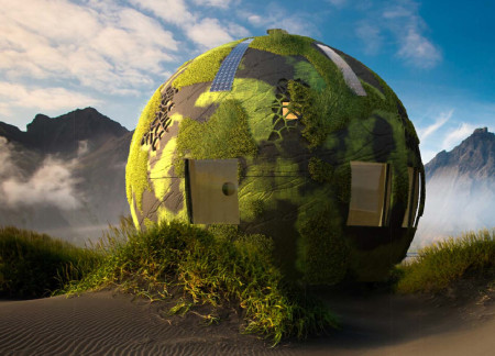 Curved Shell Structure Featuring Glass Fiber Reinforced Concrete and Eco-Friendly Lichens in Icelandic Habitat