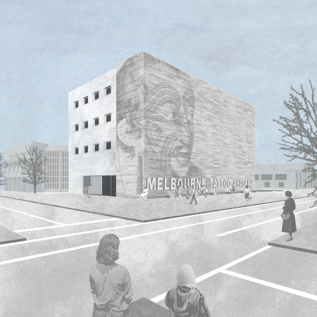 Art Facade Made of Bluestone with Sustainable Design for Tattoo Education