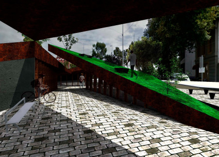 Corten Steel and Green Roofs Forming Dynamic Urban Spaces