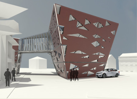 Triangular Forms and Precast Concrete Create a Dynamic Space for Tattoo Education