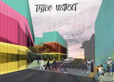 Vibrant Community Hub Crafted from Glass and Colored Aluminum Panels