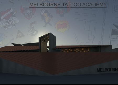 Textured Concrete and Cor-Ten Steel Facade Enveloping a Community Hub for Artistic Expression