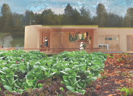 Biodigester-Enabled Spa Constructed with Locally Sourced Straw and Clay