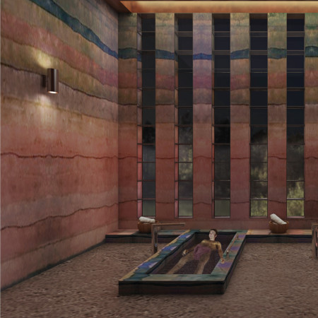 Rammed Earth Retreat Featuring Biophilic Elements and Community Spaces