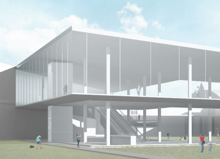 Charred Wood Cladding and Glass Facades Enhancing Exhibition Spaces in a Sustainable Center