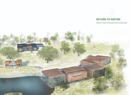 Natural Clay Therapy Retreat with Cross-Laminated Timber Elements Nestled in a Forest Environment