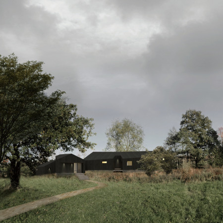 Charred Wooden Shingles and Clay Integration in a Rural Wellness Retreat