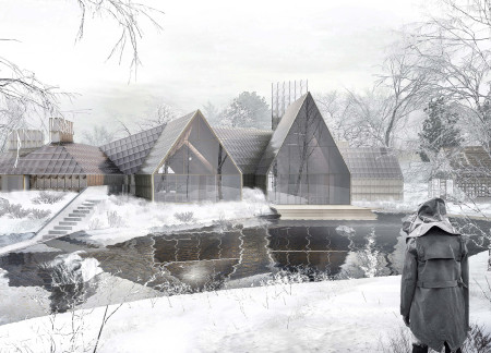 Charred Wood Shingle Facade and Sustainable Design in a Wellness Retreat