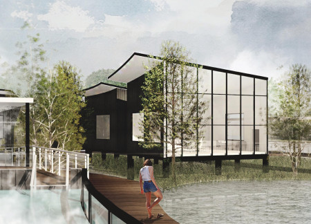 Curvilinear Wellness Retreat Featuring Local Timber and Green Roofing Solutions