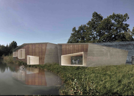 Rainwater Harvesting Structure Crafted from Clay and Lathone Wood Enhancing Wellness Experience