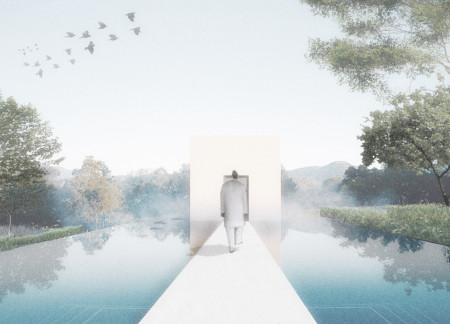 Charred Wooden Shingles and Transparent Facades in a Nature-Focused Meditation Retreat