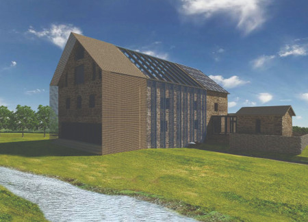 Charred Wooden Shingles and Stone Geometry in a Tranquil Meditation Retreat