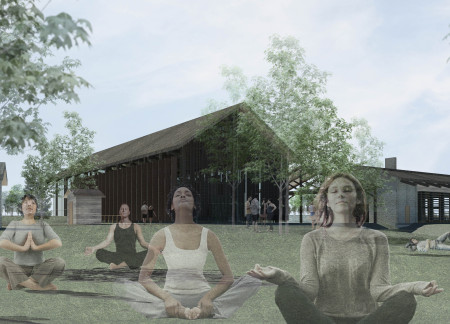 Meditative Spaces Constructed with Charred Wood and Local Timber for Sustainable Community Retreat