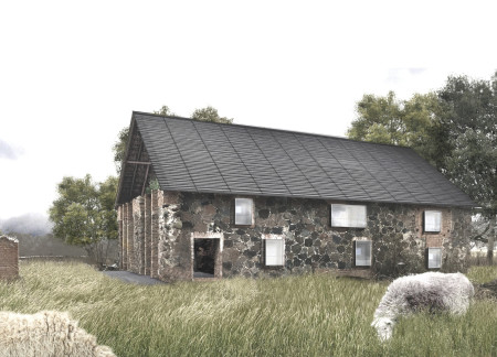 Charred Wood Structures Integrated Within a Biodiverse Landscape for Mindful Retreats