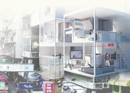 Modular Living Spaces Featuring Plywood and Steel Framing in Urban Context