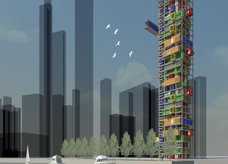 Repurposed Shipping Containers Crafted with Green Roofs for Urban Infill Housing