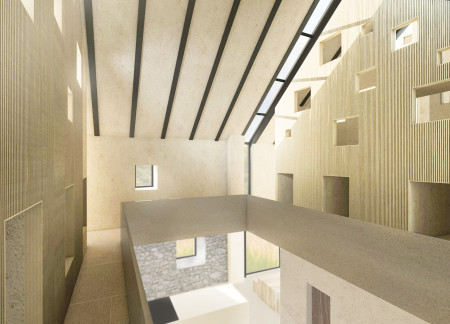 Charred Wooden Shingles and Local Stone Craft a Retreat Emphasizing Natural Light and Community