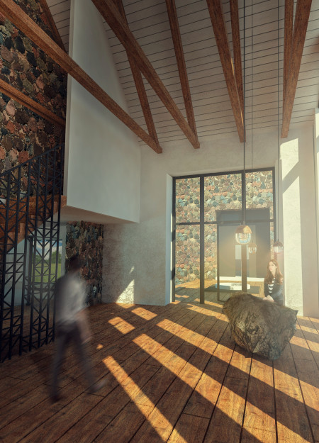 Natural Stone Facades and Timber Beams Creating Serenity in a Mindful Retreat