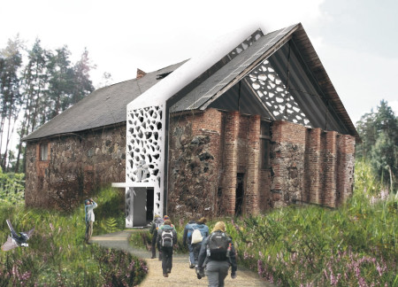 Perforated Metal Screens and Charred Wood Shingles Enhance a Tranquil Meditation Retreat