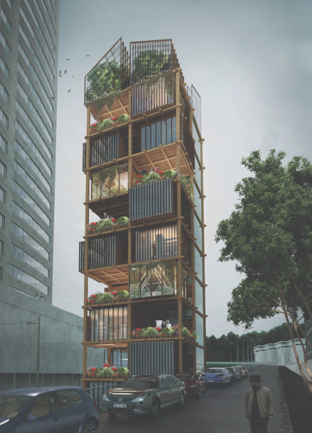 Rooftop Living Through Modular Micro-Units and Community Greenery