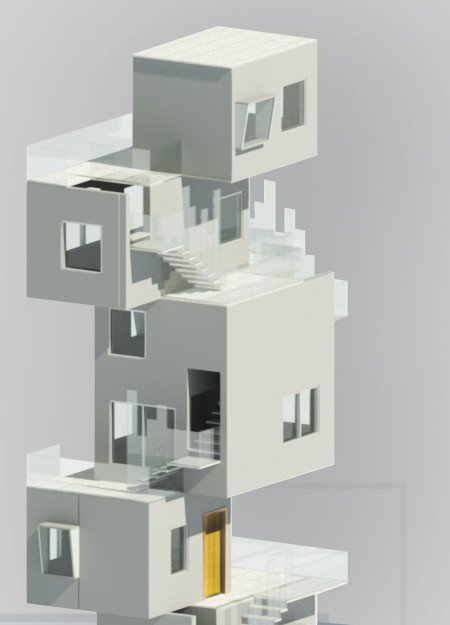 Modular Living Units Featuring Precast Concrete and Solar Integration in a Urban Residential Design