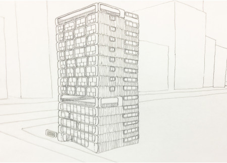 Framed Living Spaces with Charred Wooden Shingles and Modular Concrete Design