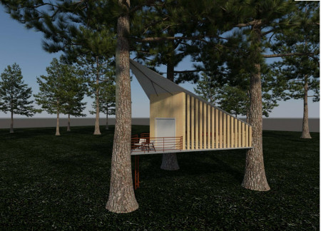 Tensile Fabric Structures and Charred Shingles Define Elemental Cabins for Outdoor Engagement