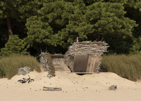Driftwood Retreats Built on Local Materials Enhancing Coastal Biodiversity