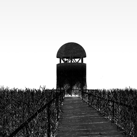 Thatch-Covered Viewing Tower Crafted from Sustainable Timber Emphasizing Environmental Harmony