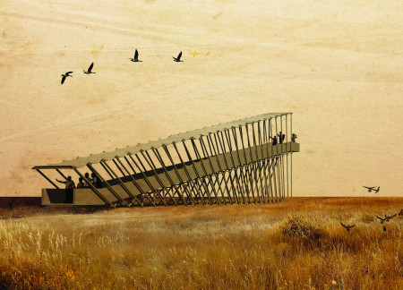 Treetop Observation Deck Constructed with Repurposed Sailing Canvas and Local Oak