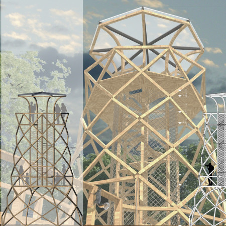 Laminated Wood Structure with Geometric Design for Ecological Bird Observation