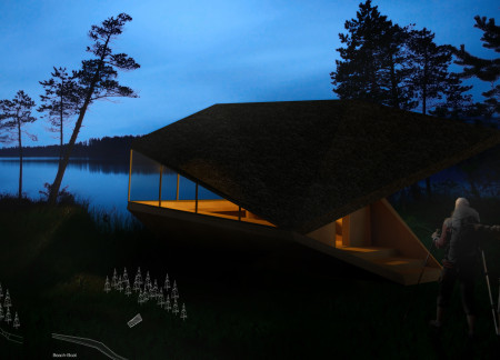 Thatched, Boat-Like Cabins Featuring Wood and Glass Integration Along Historic Trekking Routes