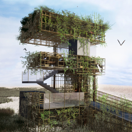 Charred Wooden Shingles and Locally Sourced Timber Elevate a Multifunctional Observation Tower in a Natural Habitat