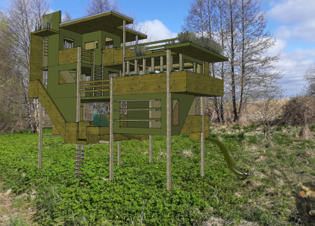 Charred Wooden Shingles Define an Elevated Viewing Experience in a Nature-Focused Environment