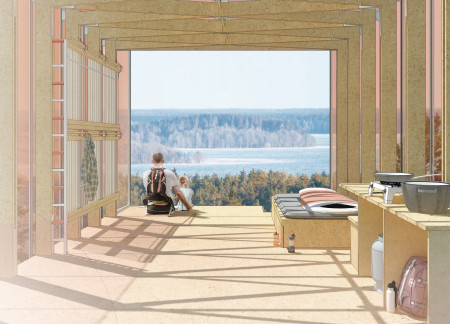 Translucent Polycarbonate Facade and Modular Flexibility in a Small Retreat